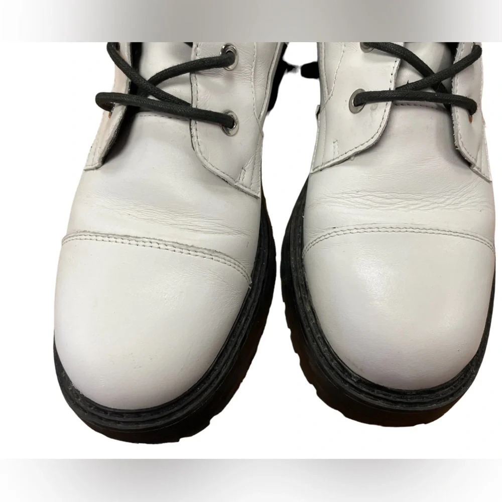 Zara White Lace Up Combat Boots  Size 36 - Picture 6 of 10